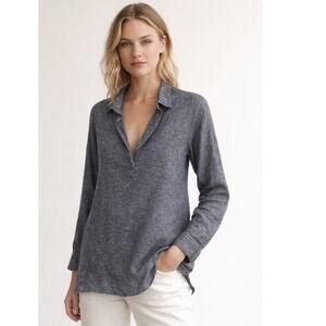 CP Shades Linen Split Neck Tunic Top Womens Size XS Beach Lagenlook Minimalist